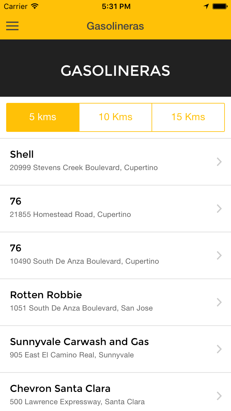 Pantalla Gasolineras Ridee